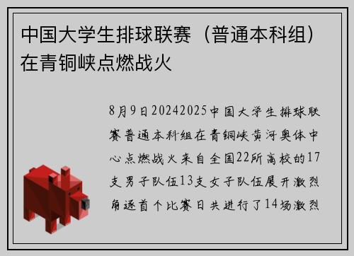 中国大学生排球联赛（普通本科组）在青铜峡点燃战火